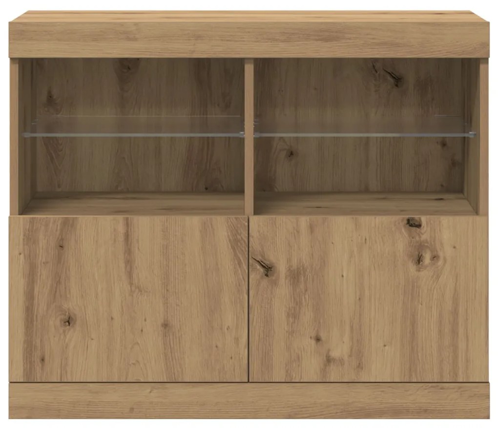 büfé LED világítással Kézműves tölgy 81x37x67 cm