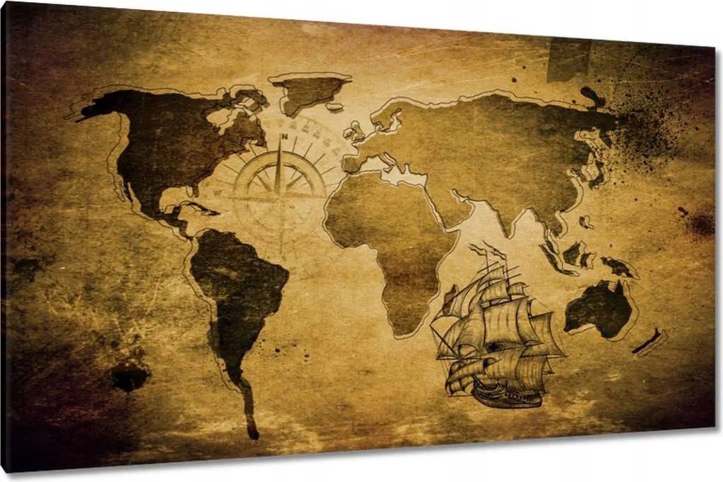 Vászonképek 120x70 Régi vintage térkép