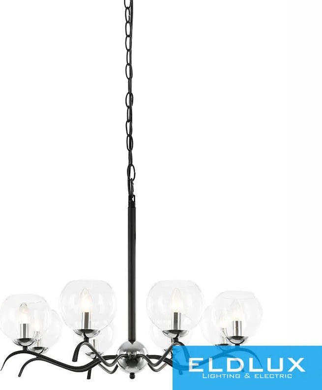 ELDLUX BLTULIP Csillár Fekete 8×E14 Max 40W