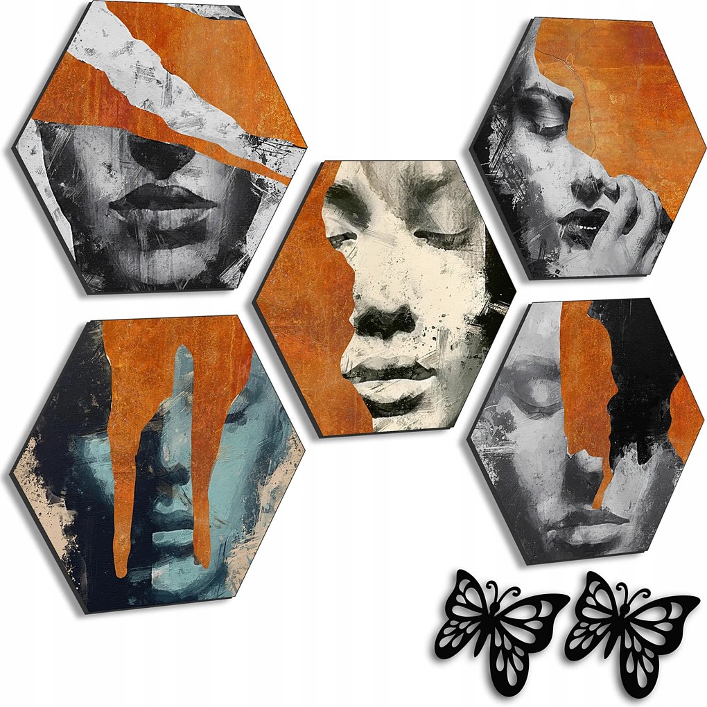 5 db Kép A Nappaliba Falra 3D Látványos Kép Képszett Arany Arc