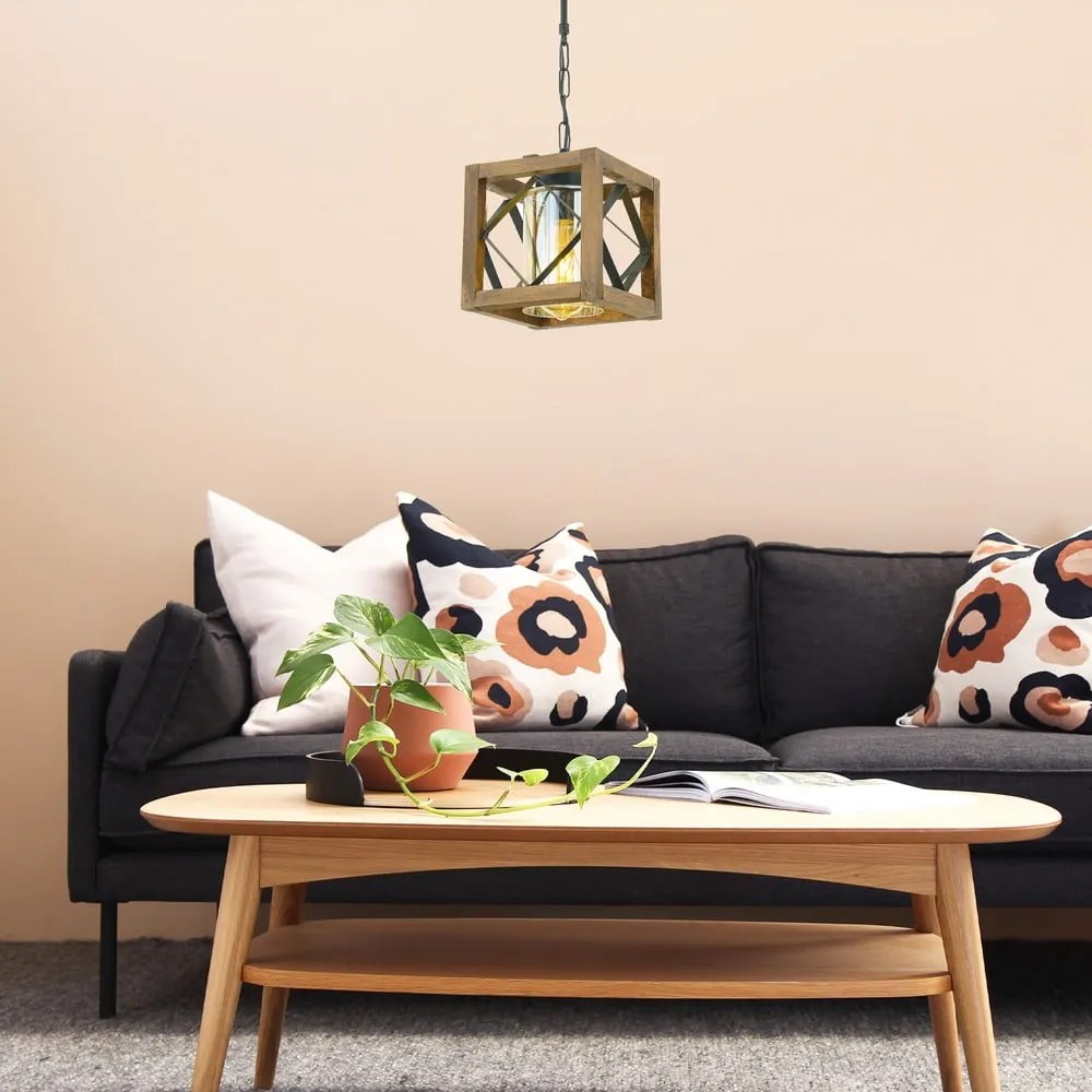 Barna függőlámpa fa búrával-fém búrával Zikzak Cam – Opviq lights