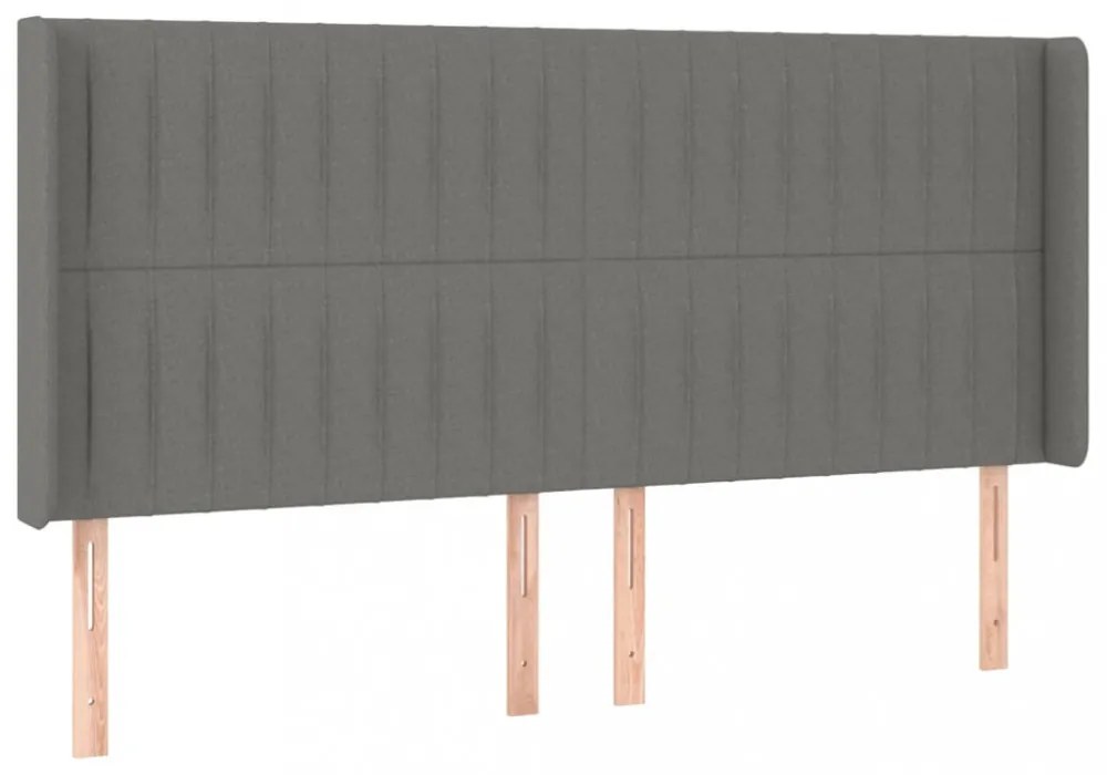 sötétszürke szövet fejtámla szárnyakkal 203x16x118/128 cm