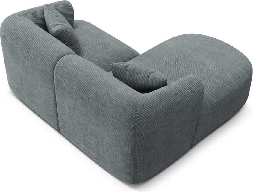 Sötétszürke kordbársony sarokkanapé (bal oldali-heverő résszel) Campi – Cosmopolitan Design