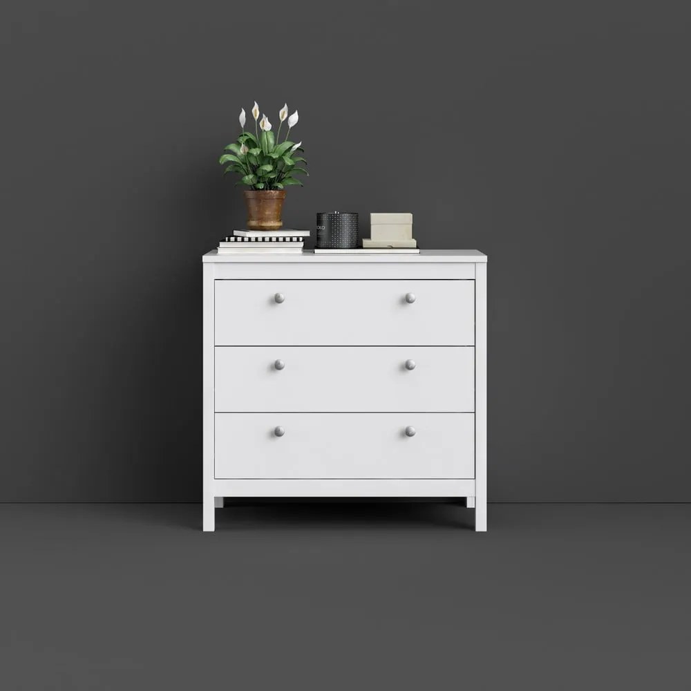 Fehér alacsony komód 82x80 cm Madrid – Tvilum