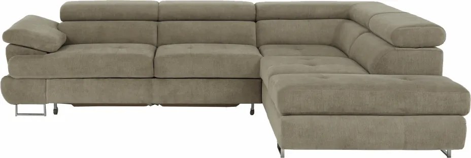 Ülőgarnitúra tárolóhellyel, világosbarna melír, szövet, jobbos, BUTON R