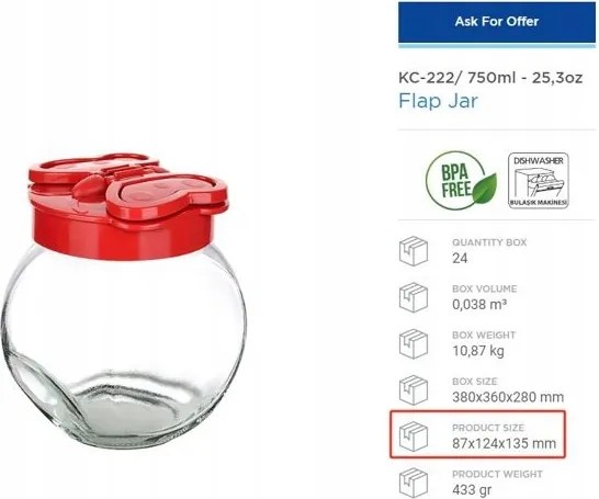 Üveg fűszertartó 750 ml frissesség és íz