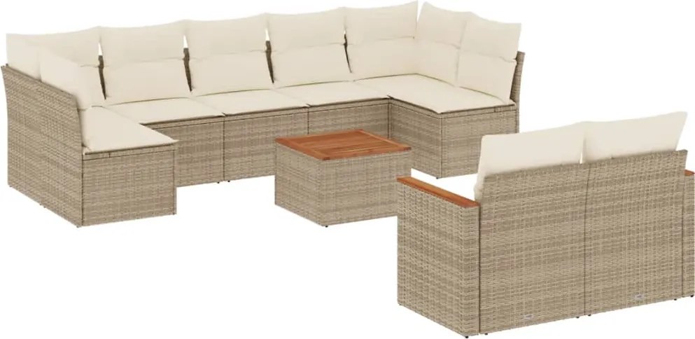 vidaXL 10 részes bézs polyrattan kerti ülőgarnitúra párnával