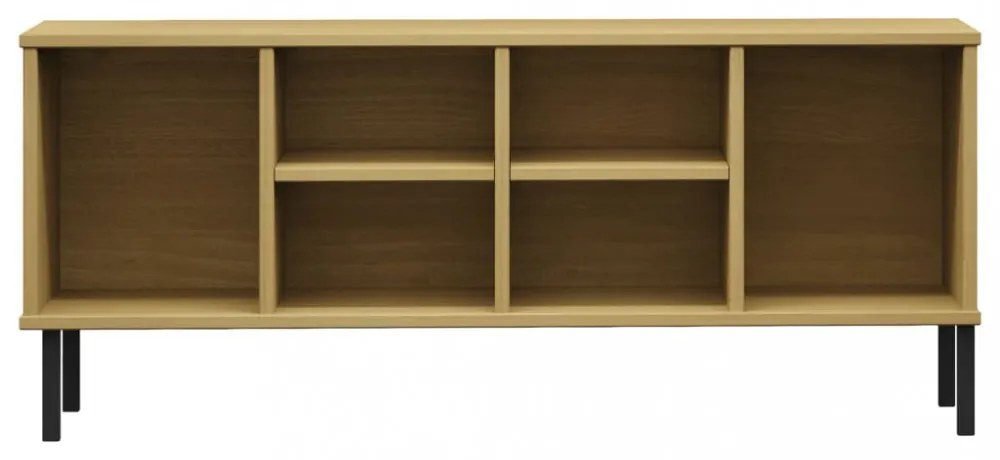 OSLO barna tömör fa cipőszekrény fém lábakkal 106 x 35 x 45 cm
