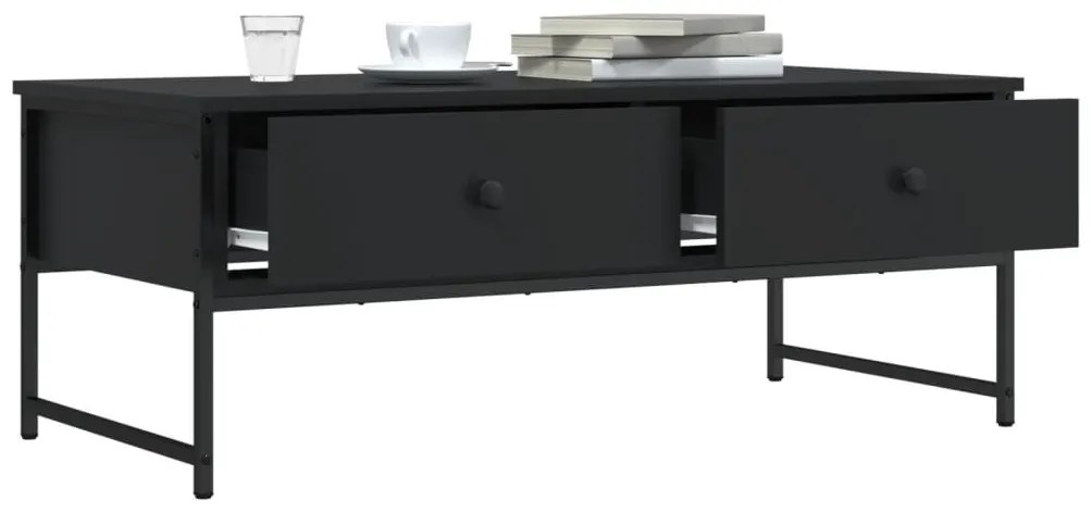 Fekete szerelt fa dohányzóasztal 101x49x39,5 cm