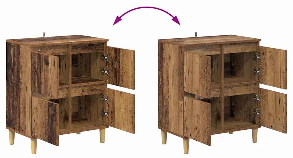 Oldalszekrények 3 pcs Öreg fa 60 x 35 x 70 cm Faanyag