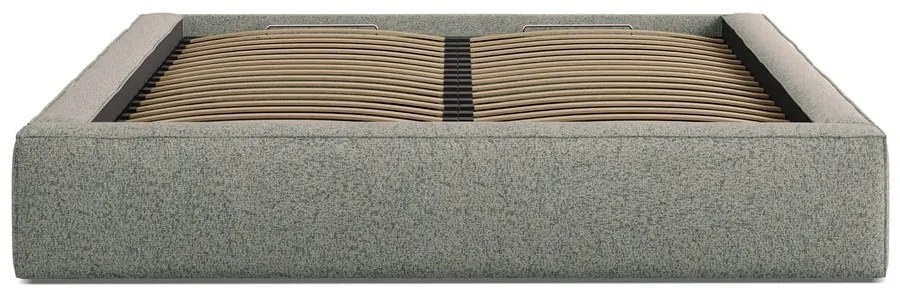 Zöld kárpitozott ágyneműtartós franciaágy ágyráccsal 180x200 cm Simon Olivia – Micadoni