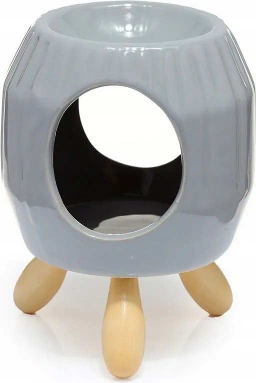 Kerámia kandalló szürke absztrakt fa lábakon csíkos Eden