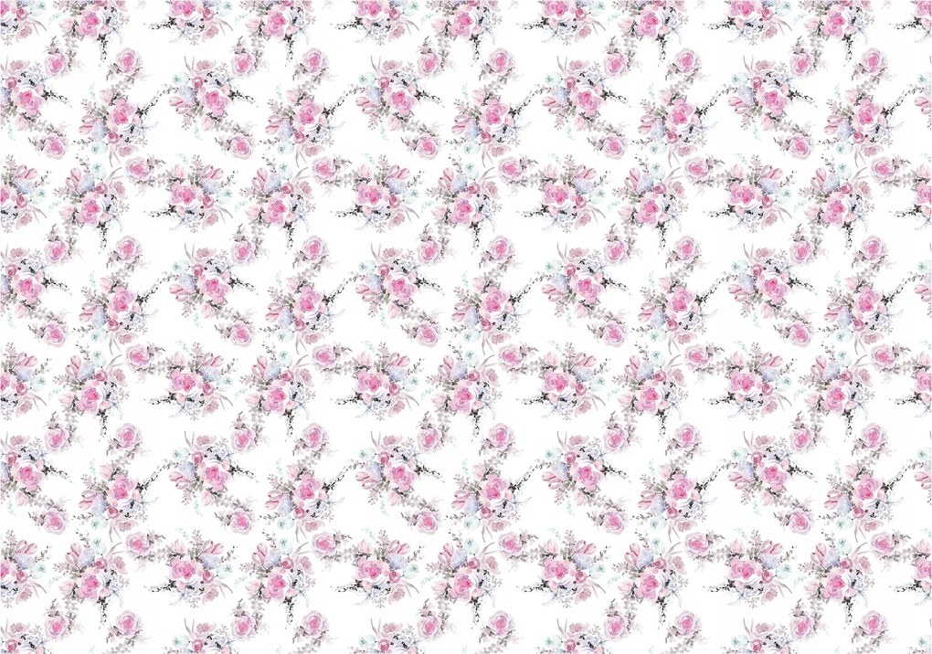 Flizelin fotótapéta Rózsa és kék virágok finomság 416x254 +ragasztó