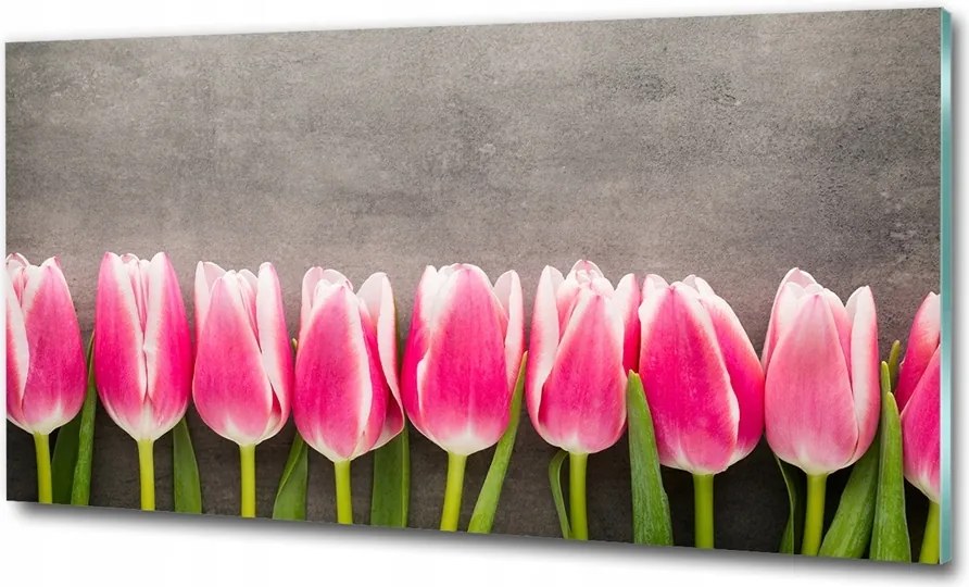 Fotótapéta üvegfalra Rózsaszín tulipánok 100x70