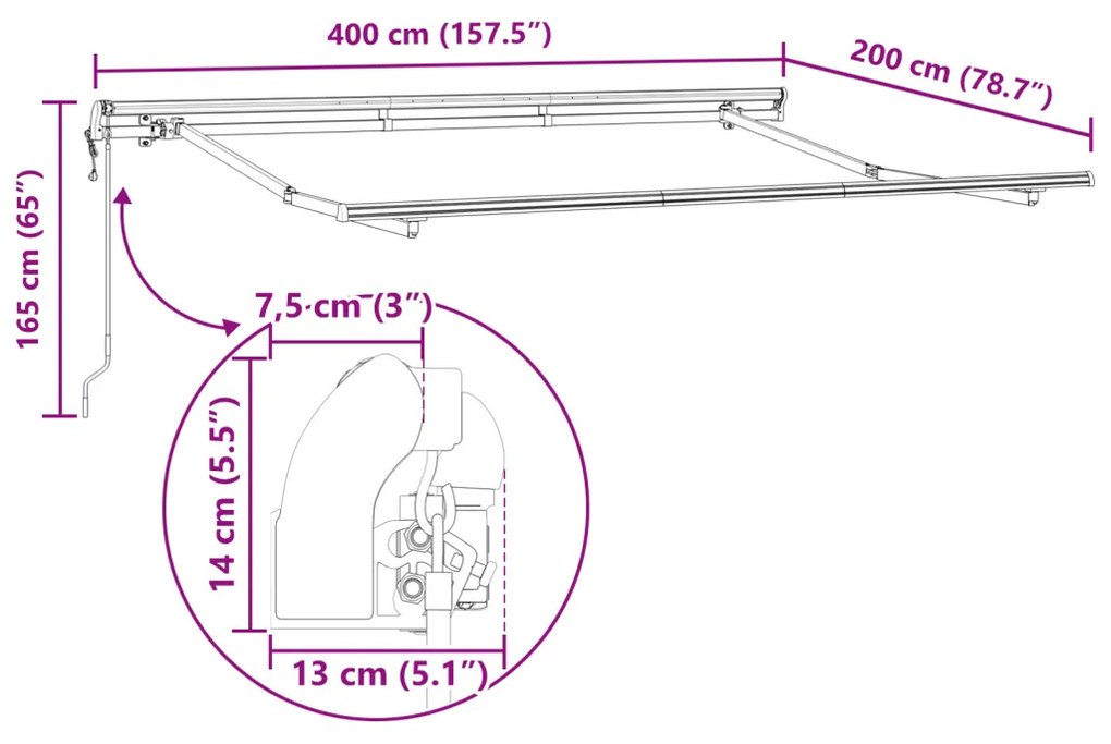 Villany Árnyékoló Keret Kihúzható 4x2 cm Fém