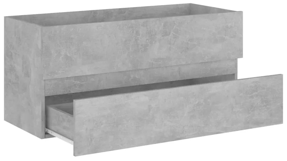Betonszürke szerelt fa mosdószekrény 100 x 38,5 x 45 cm