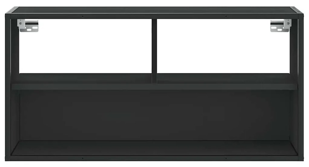 fekete szerelt fa és fém TV-szekrény 80x31x39,5 cm