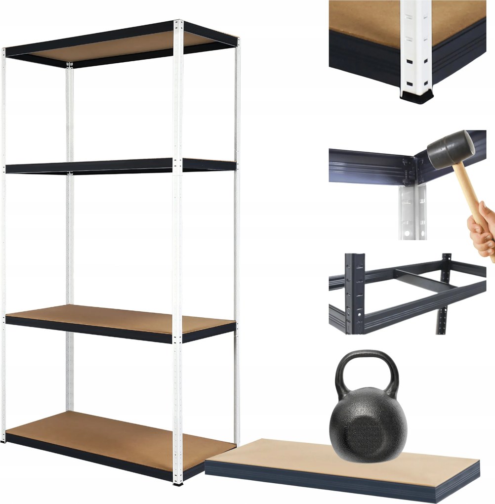 Helios fém tároló állvány garázs állvány 180x90x45cm 4Px175kg