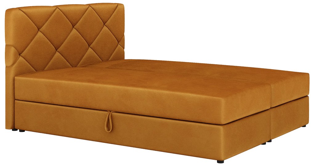 Franciaágy Boxspring 140x200 cm Karum Comfort (mustár) (ágyráccsal és matraccal). 1056021
