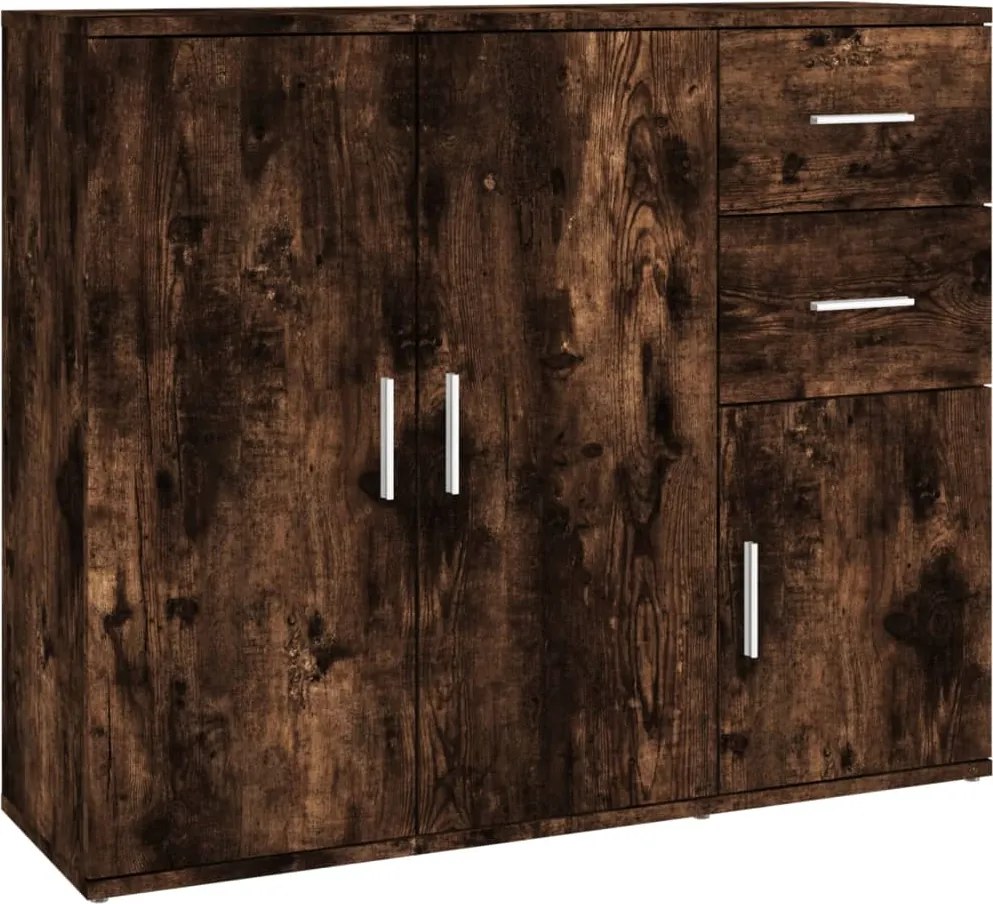 vidaXL füstös tölgy színű szerelt fa tálalószekrény 91x29,5x75 cm