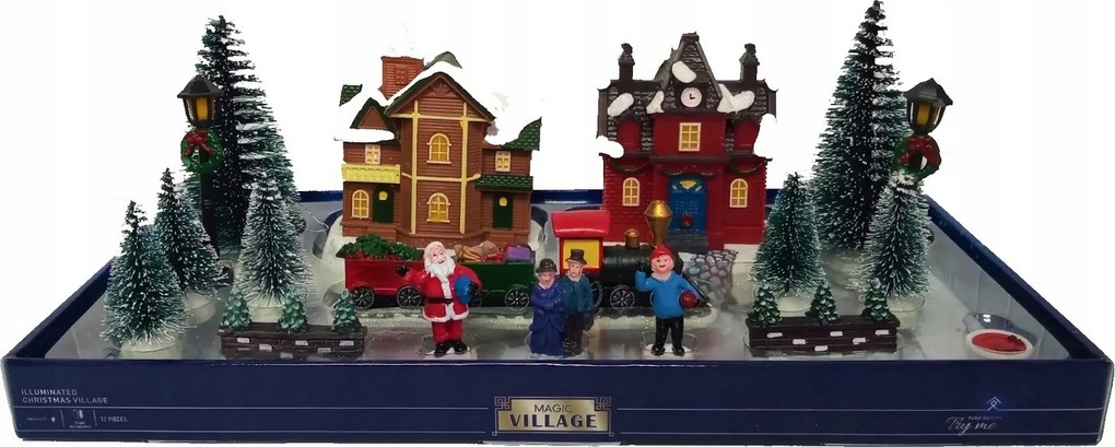 Karácsonyi falu LED-es Mikulás szett