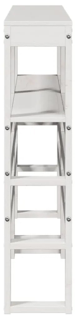 fehér tömör fenyőfa fejtámla polcokkal 140 cm