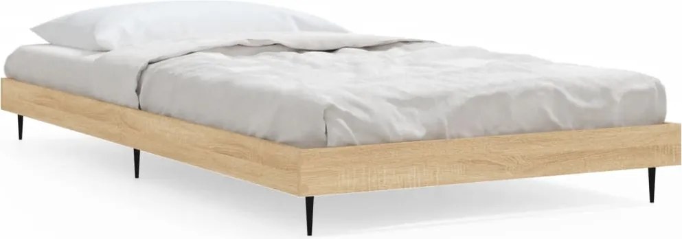 vidaXL sonoma tölgy színű szerelt fa ágykeret matrac nélkül 100x200 cm