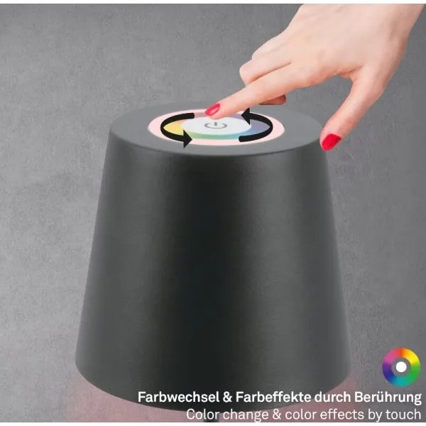 Briloner 7507015 - LED RGBW dimmelhető, újratölthető asztali lámpa LED/2,5W/5V IP44 antracit