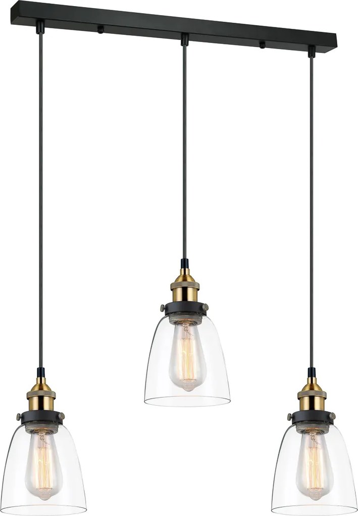 Italux modern vintage függeszték francis fekete átlátszó arany itxmdm-2563/3 gd+cl