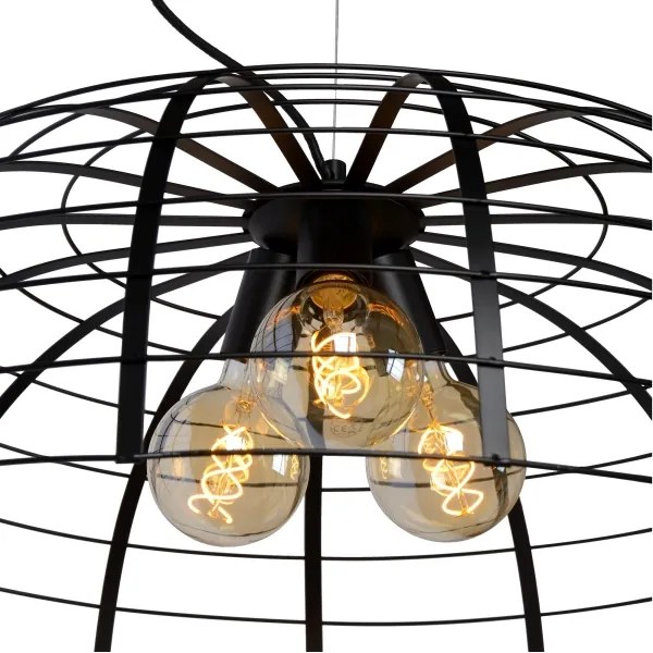 Lucide 45449/76/30 - Csillár zsinóron ELODIE 3xE27/40W/230V fekete