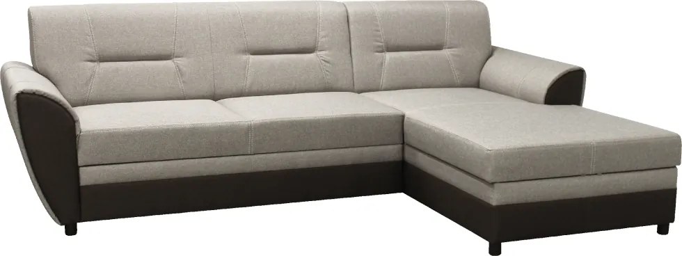 Kinyitható ülőgarnitúra, barna/szürkésbézs taupe, jobbos, SEVARD ROH