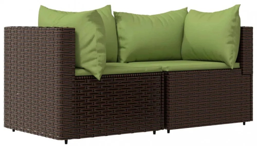 3 részes barna polyrattan kerti ülőgarnitúra párnával
