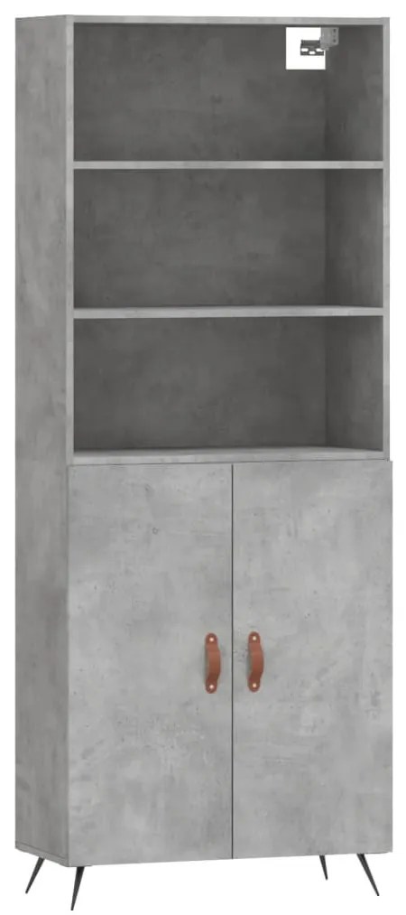betonszürke szerelt fa magasszekrény 69,5 x 34 x 180 cm