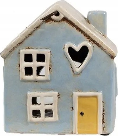 Kék ház szívvel egy teamécses gyertyához