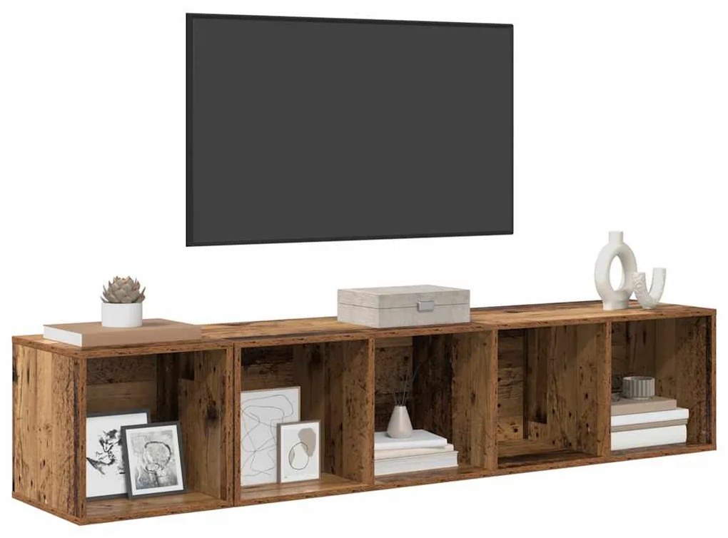 TV Szekrény Szett 2 pcs Öreg fa 37 x 37 x 142.5 cm Faanyag