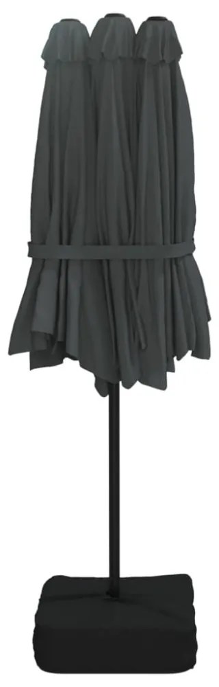 antracitszürke dupla tetős LED-es napernyő 449x265 cm