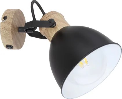 Globo 54018-1S Spotlámpa fém, fekete barna fa mintázatú dekorral. SZxM:150x185, AL:185, fényforrás nélkül 1xE27 40W 230V