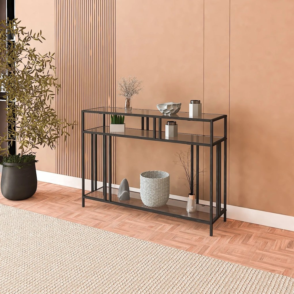 Konzolasztal Venedik - 100 Black, Fume Glass