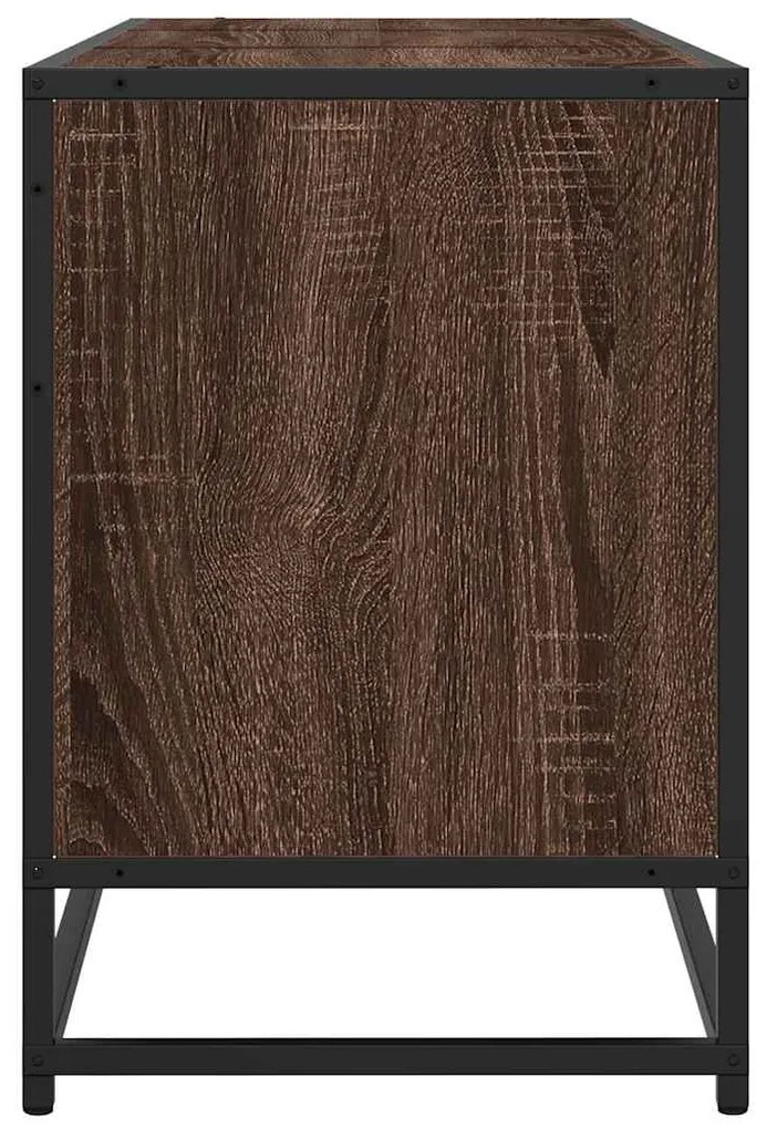 barna tölgy színű szerelt fa és fém TV-szekrény 150x35x41 cm