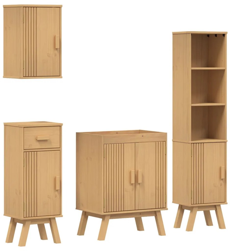 Fürdőszobai bútor szett fiókkal 4 pcs Barna 114 x 43 x 73.5 cm