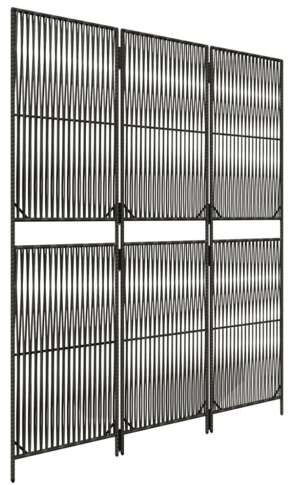 szürke 3-paneles polyrattan térelválasztó