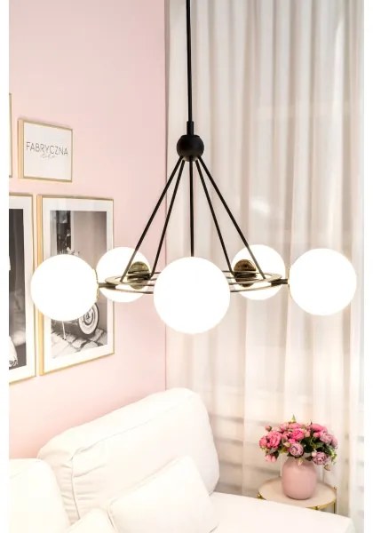 Argon 6150 - Csillár rúdon AMALFI 3xE27/15W/230V fekete/fehér