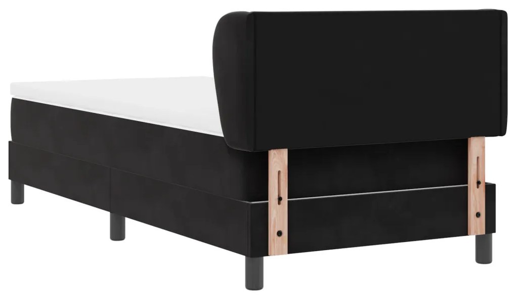 Boxspring Ágy Matraccal Fekete 90x190 cm Bársony