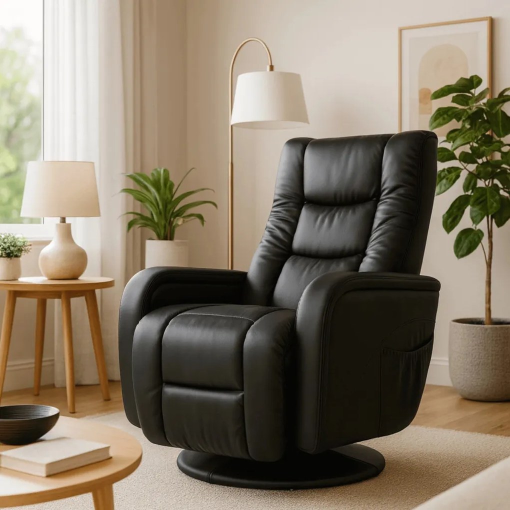 SPIKE forgó masszázsfotel, fekete műbőr