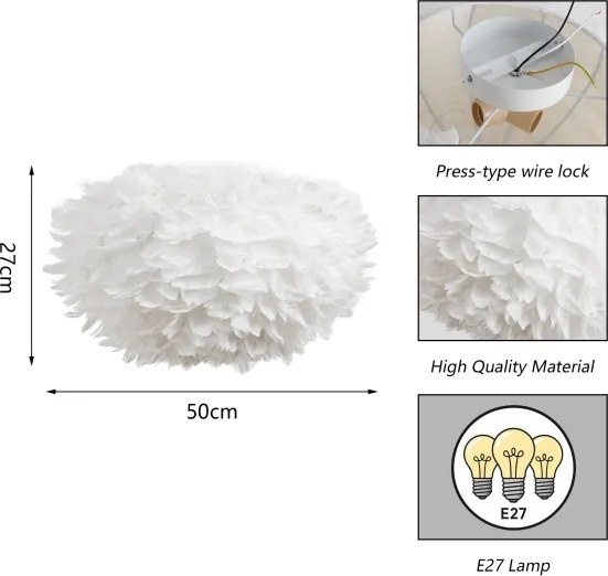 BRILAGI - Mennyezeti lámpatest FEATHER 3xE27/40W/230V átm. 50 cm fehér