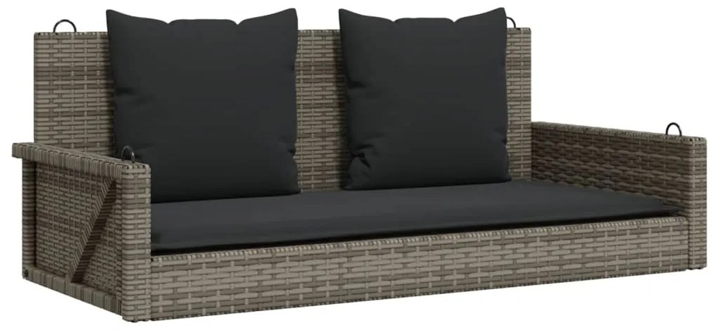 vidaXL szürke polyrattan hintapad párnákkal 119x56x48 cm