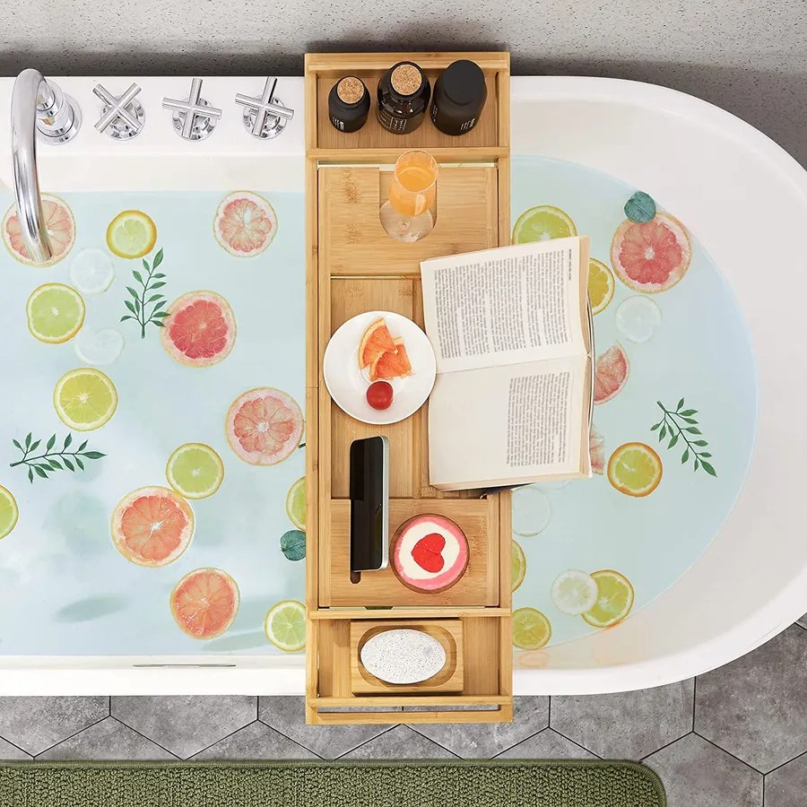 Bambusz fürdokádra helyezhető tálca 75-109 cm