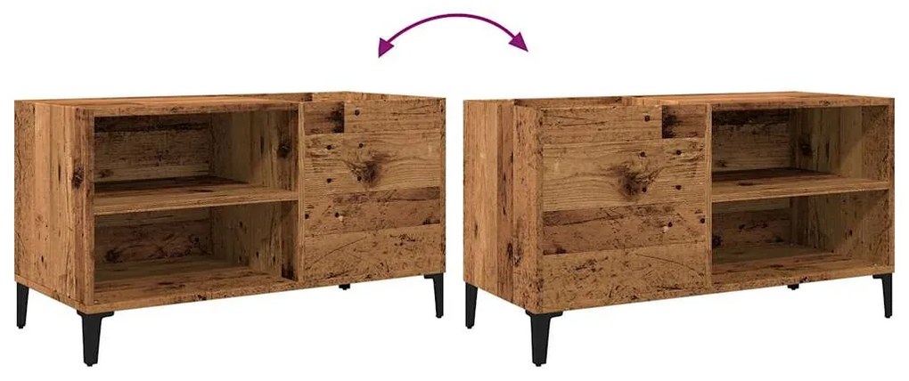 antik fa színű szerelt fa hanglemezszekrény 84,5x38x48 cm
