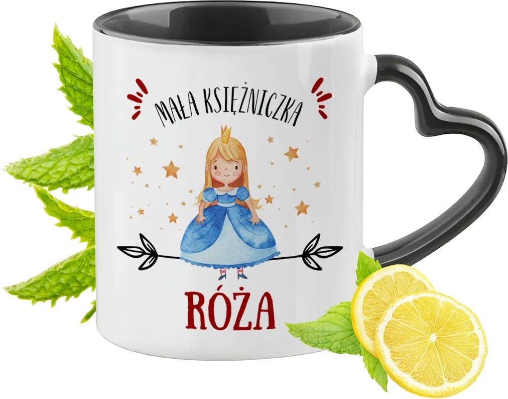 Fekete Bögre Szív Alakú Füllel Rózsa Ideális Ajándék