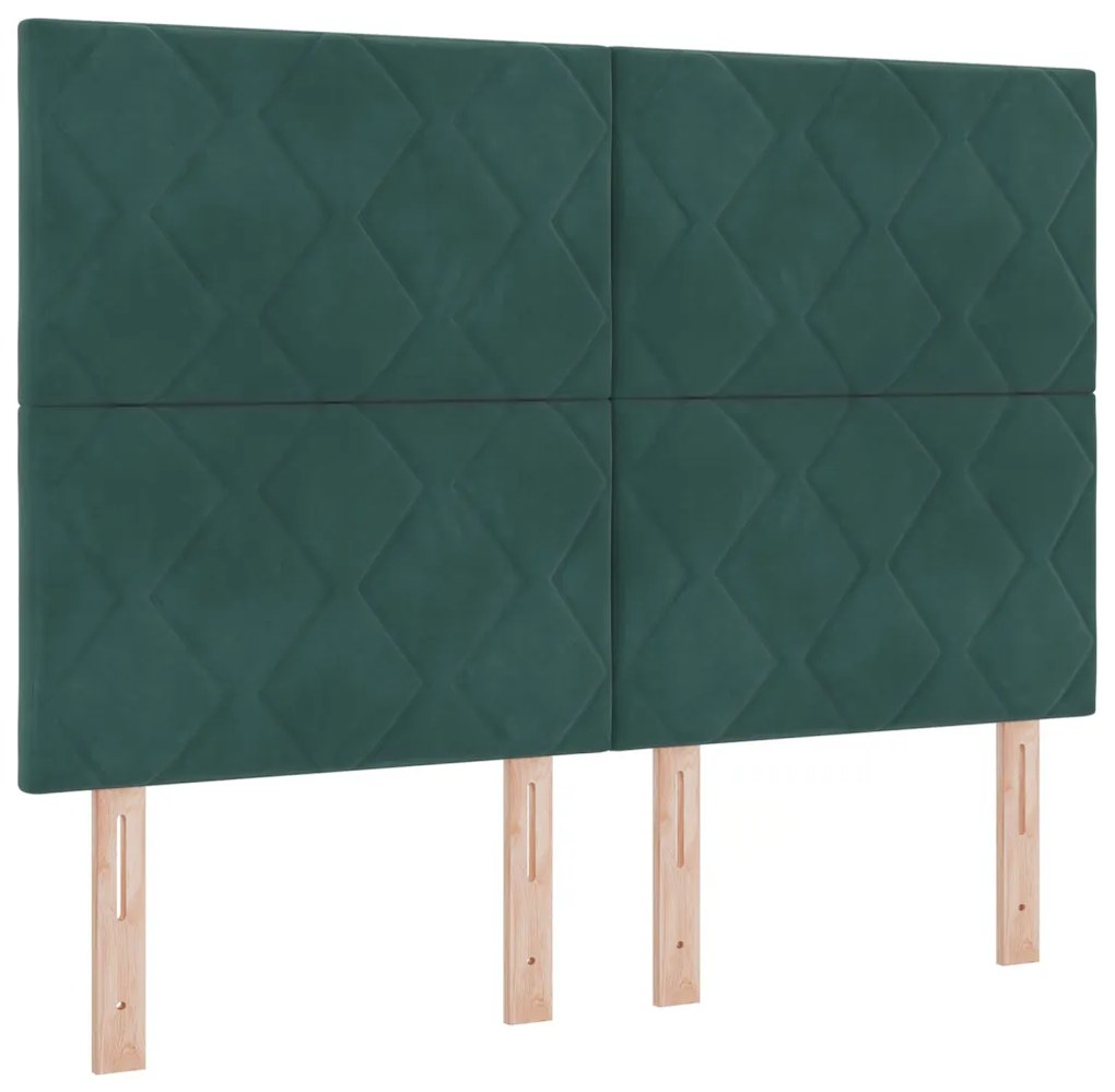 Boxspring Ágy Mattal - Sötét Zöld, 140x200 cm, Bársony